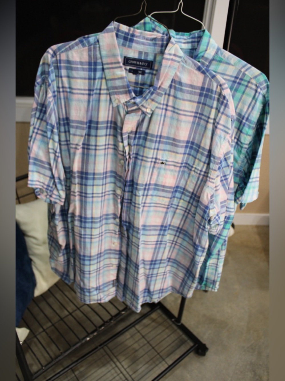 Men’s Plaid Button Down Shirt Bundle XXL Short Sleeve Casual Shirts
